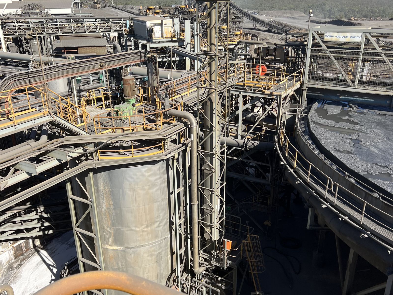 Processing plant seen from an elevated walkway